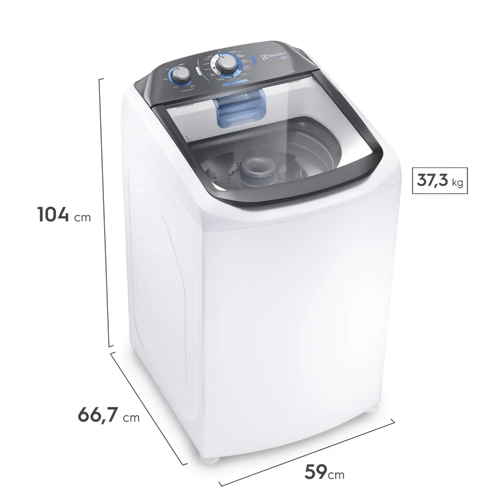 Máquina de Lavar Electrolux 13kg Branca Efficient Duplo Dispenser, Cesto Inox e Máxima Diluição (LDA13)