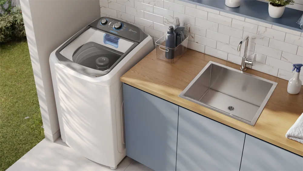 Máquina de Lavar Electrolux 13kg Branca Efficient Duplo Dispenser, Cesto Inox e Máxima Diluição (LDA13)
