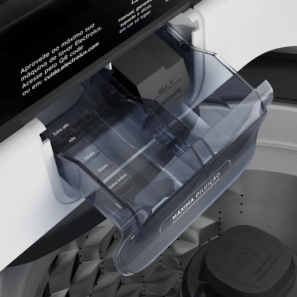 Máquina de Lavar Electrolux Efficient 13kg Branca Compacta, Pré-diluição e MaxFilter (LEM13)
