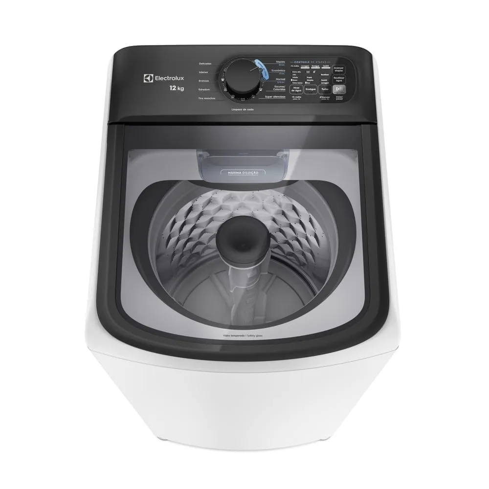 Máquina de Lavar Electrolux Efficient 12kg Branca Compacta, Econômica e Pré-diluição (LET12)