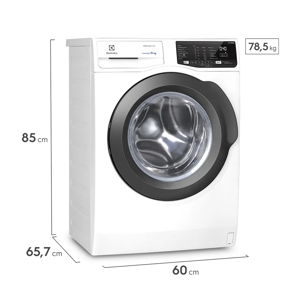 Máquina de Lavar Frontal Electrolux 11kg Inverter Premium Care com Água Quente/Vapor (LFE11)