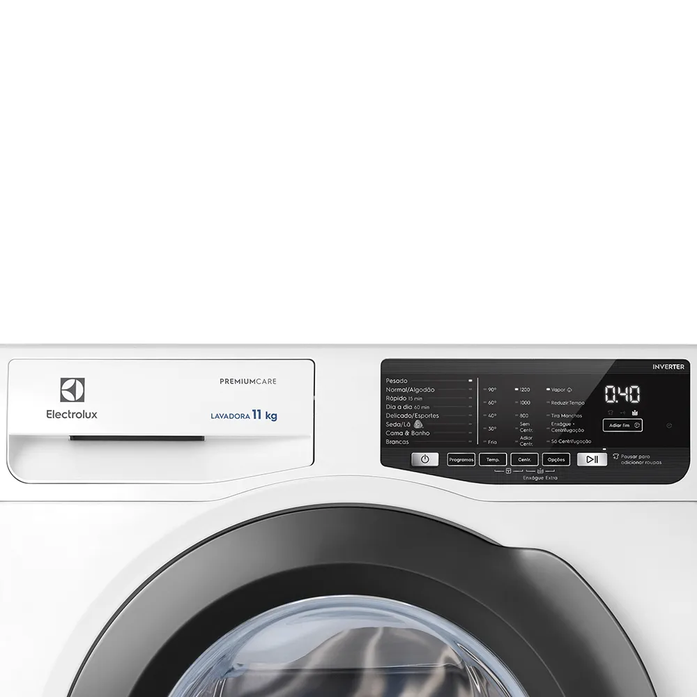 Máquina de Lavar Frontal Electrolux 11kg Inverter Premium Care com Água Quente/Vapor (LFE11)