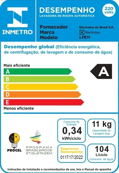 Kit Máquina de Lavar Frontal Electrolux 11kg (LFE11) + Secadora de Roupas Electrolux 12Kg Branca (SFP12)