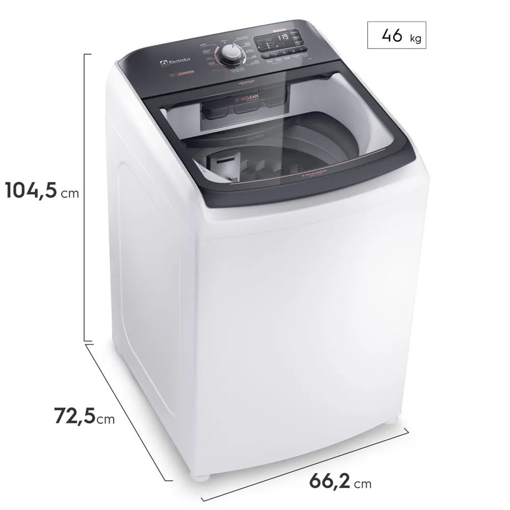 Máquina de Lavar Electrolux 18kg Branca Premium Care com Cesto Inox e Sem Agitador (LEI18)