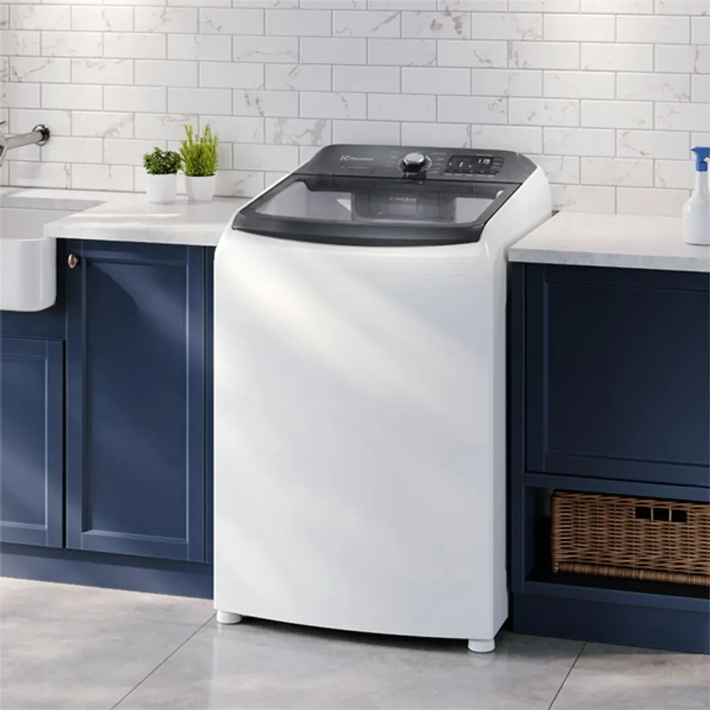 Máquina de Lavar Electrolux 18kg Branca Premium Care com Cesto Inox e Sem Agitador (LEI18)