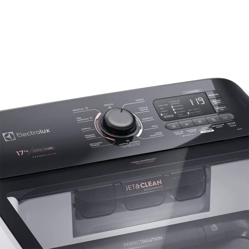 Máquina de Lavar 17kg Electrolux Perfect Care com Vapor e Jatos Poderosos (LEV17)