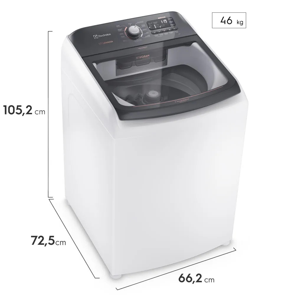 Máquina de Lavar Electrolux 17kg Branca Premium Care com Cesto Inox e Jet&clean (LEC17)