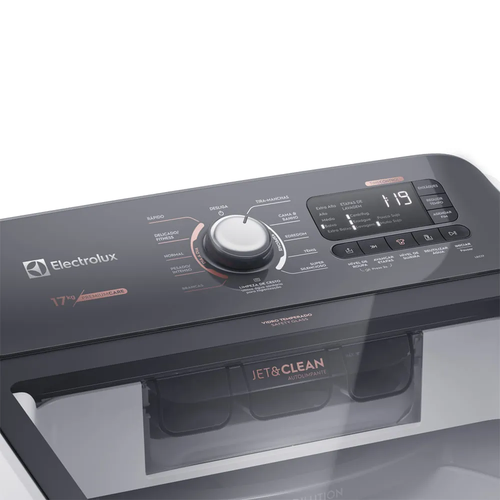 Máquina de Lavar Electrolux 17kg Branca Premium Care com Cesto Inox e Jet&clean (LEC17)