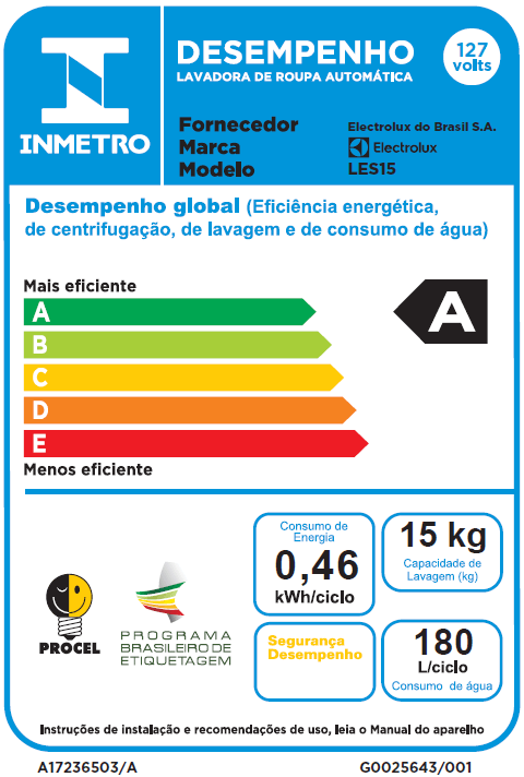 Máquina de Lavar Electrolux 15kg Branca Essential Care com Filtro Fiapos e Tecla Economia (LES15)