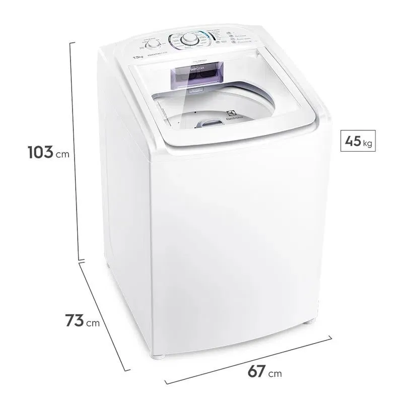 Máquina de Lavar Electrolux 13kg Branca Essential Care com Easy Clean e Filtro Fiapos (LES13)