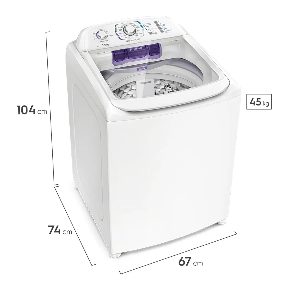 Máquina de Lavar Electrolux 14Kg Branca Premium Care com Cesto Inox e Sem Agitador (LPR14)
