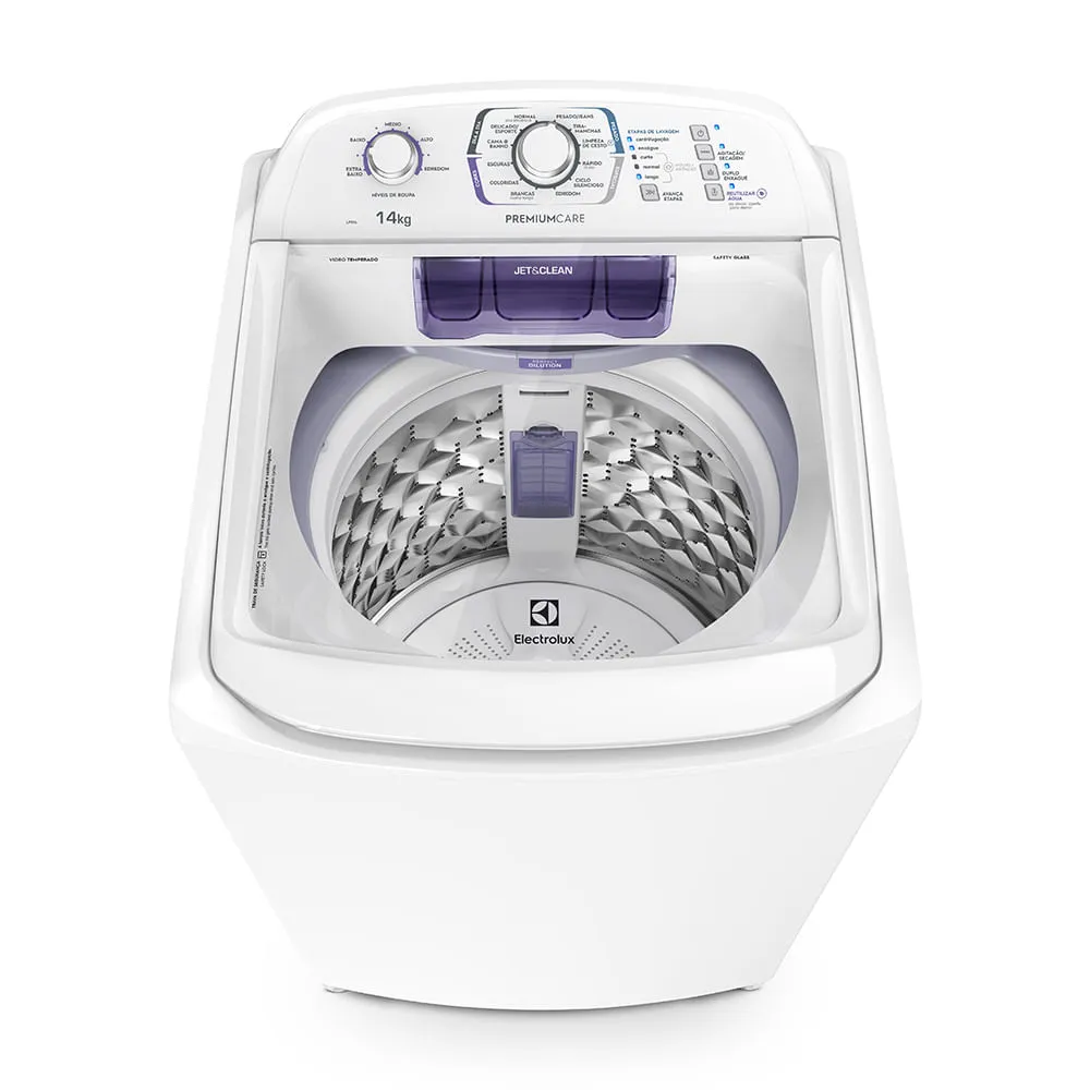 Máquina de Lavar Electrolux 14Kg Branca Premium Care com Cesto Inox e Sem Agitador (LPR14)