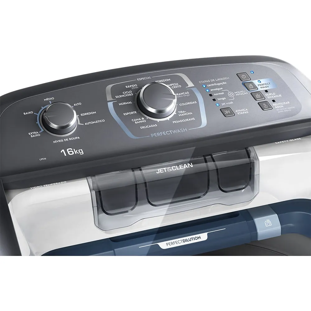 Máquina de Lavar Electrolux 16kg Branca Perfect Wash com Cesto Inox e Jet&Clean (LPE16)