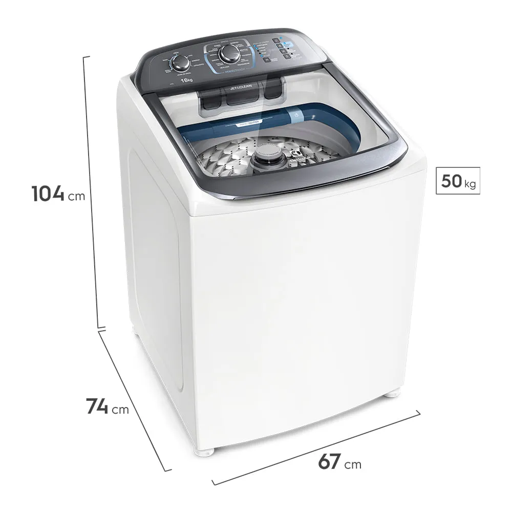 Máquina de Lavar Electrolux 16kg Branca Perfect Wash com Cesto Inox e Jet&Clean (LPE16)