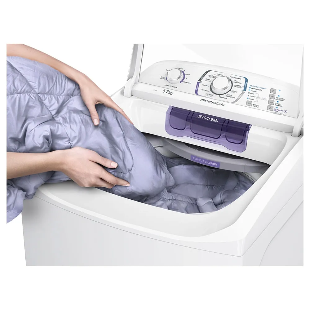 Máquina de Lavar Electrolux 17Kg Branca Premium Care com Cesto Inox e Sem Agitador (LPR17)