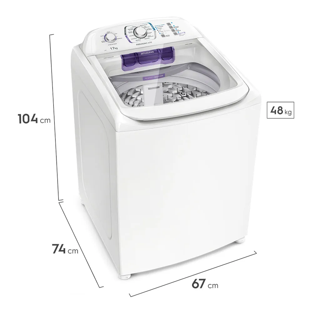 Máquina de Lavar Electrolux 17Kg Branca Premium Care com Cesto Inox e Sem Agitador (LPR17)