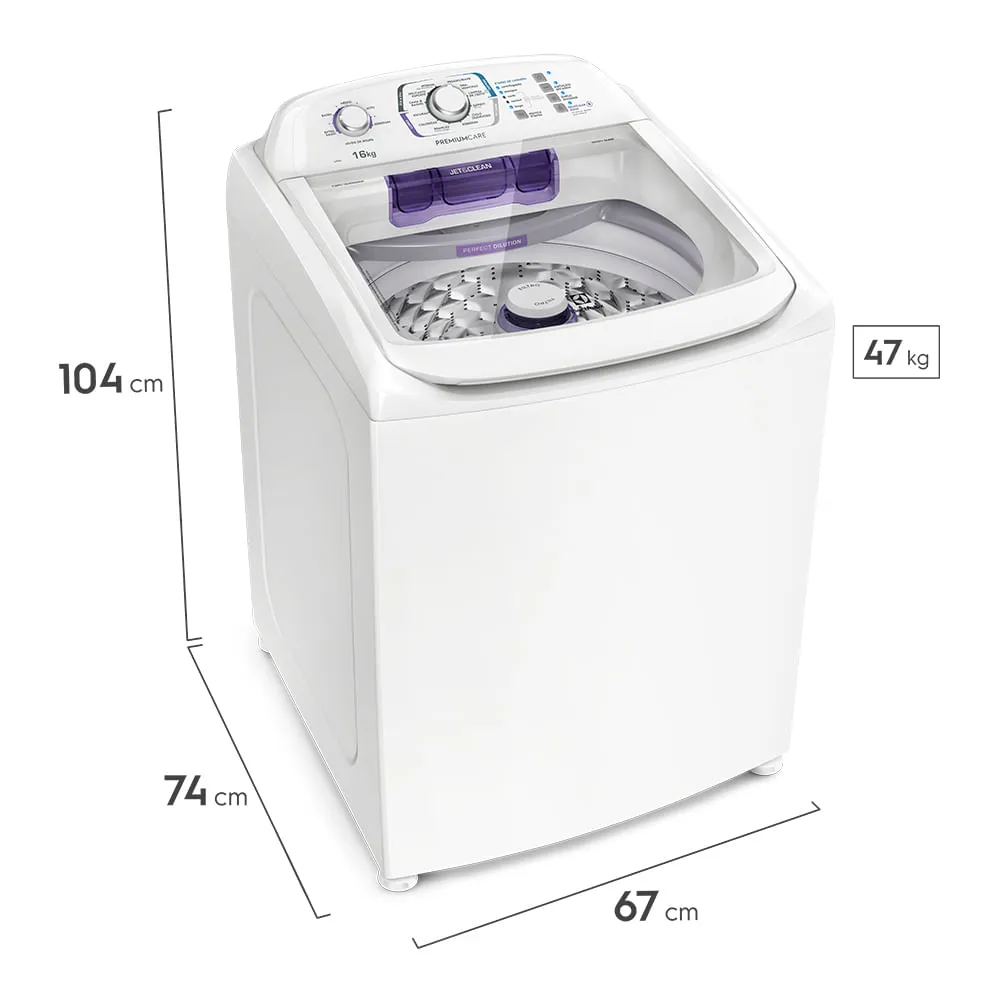 Máquina de Lavar Electrolux 16Kg Branca Premium Care Silenciosa com Cesto inox (LPR16)