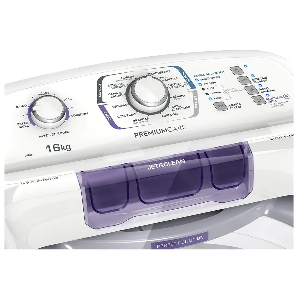 Máquina de Lavar Electrolux 16Kg Branca Premium Care Silenciosa com Cesto inox (LPR16)