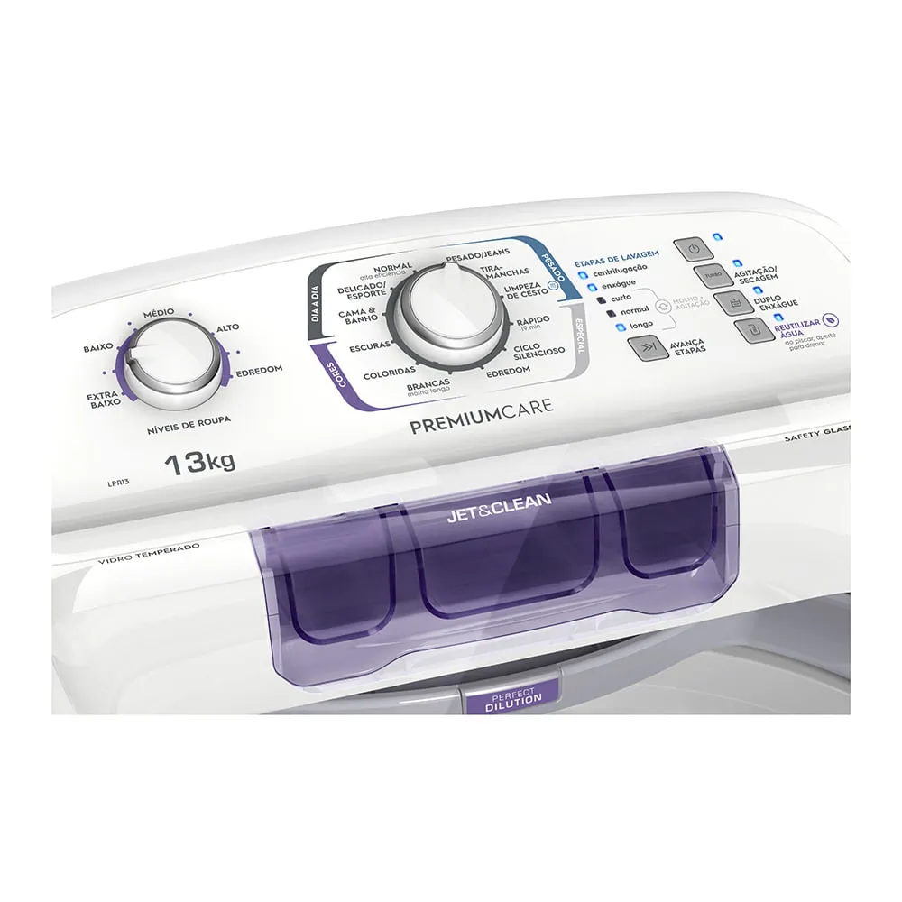 Máquina de Lavar Electrolux 13Kg Branca Premium Care com Cesto inox e Jet&Clean (LPR13)