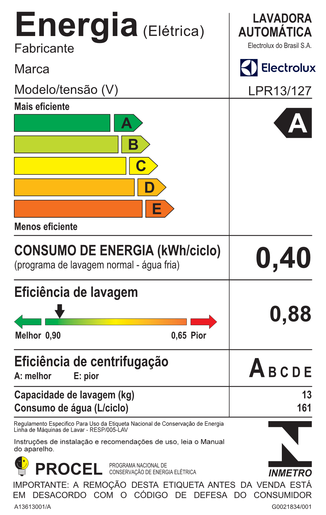 Máquina de Lavar Electrolux 13Kg Branca Premium Care com Cesto inox e Jet&Clean (LPR13)