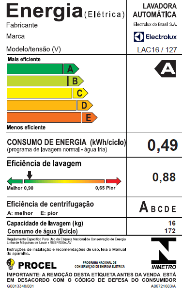 Máquina de Lavar Electrolux 16kg Branca Turbo Economia Silenciosa com Jet&Clean (LAC16)