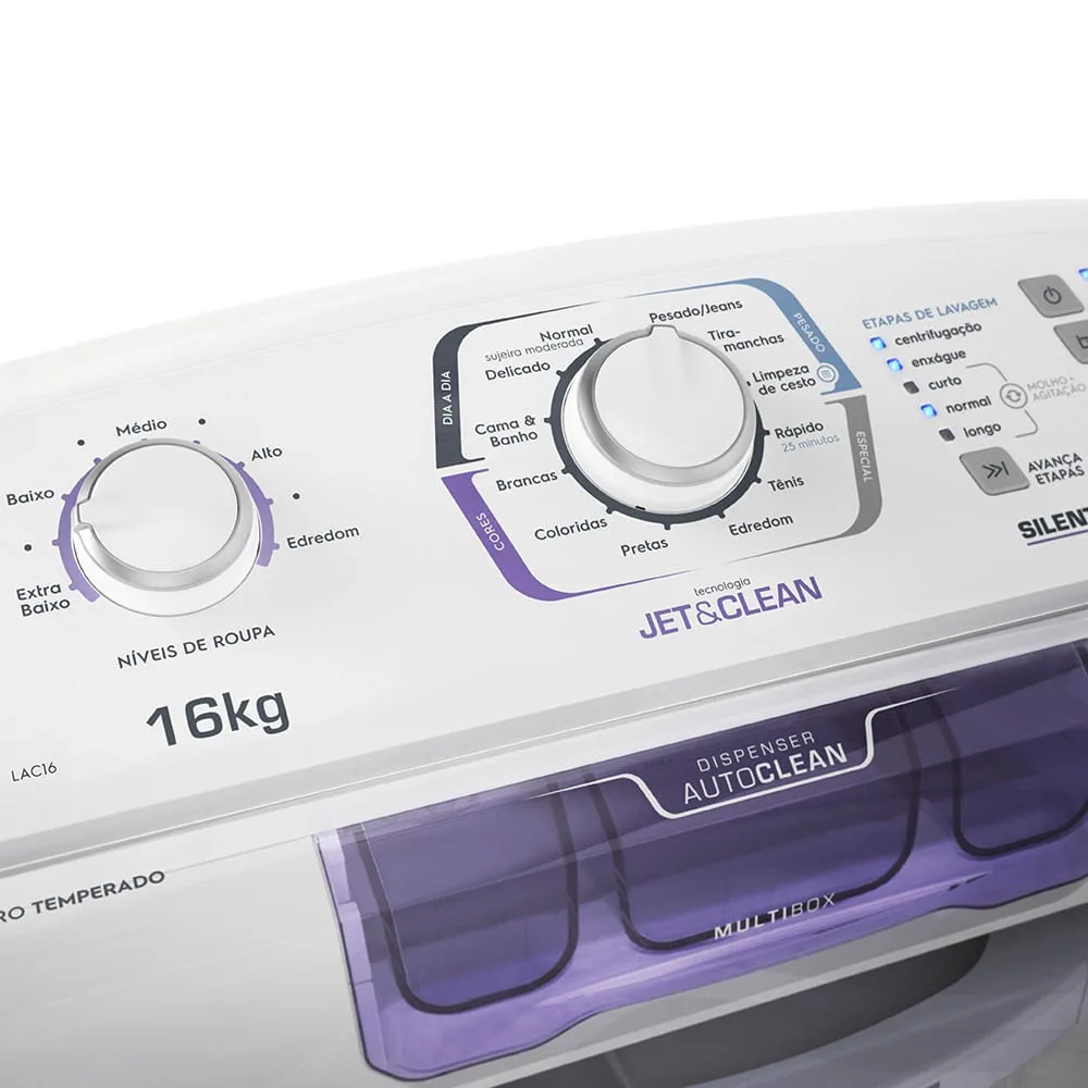 Máquina de Lavar Electrolux 16kg Branca Turbo Economia Silenciosa com Jet&Clean (LAC16)