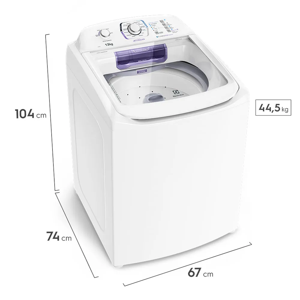 Máquina de Lavar Electrolux 13kg Branca Turbo Economia com Jet&Clean e Filtro Fiapos (LAC13)