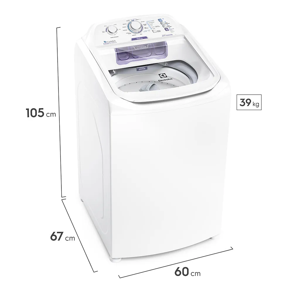 Máquina de Lavar Electrolux 10,5kg Branca Turbo Economia com Jet&Clean e Filtro Fiapos (LAC11)