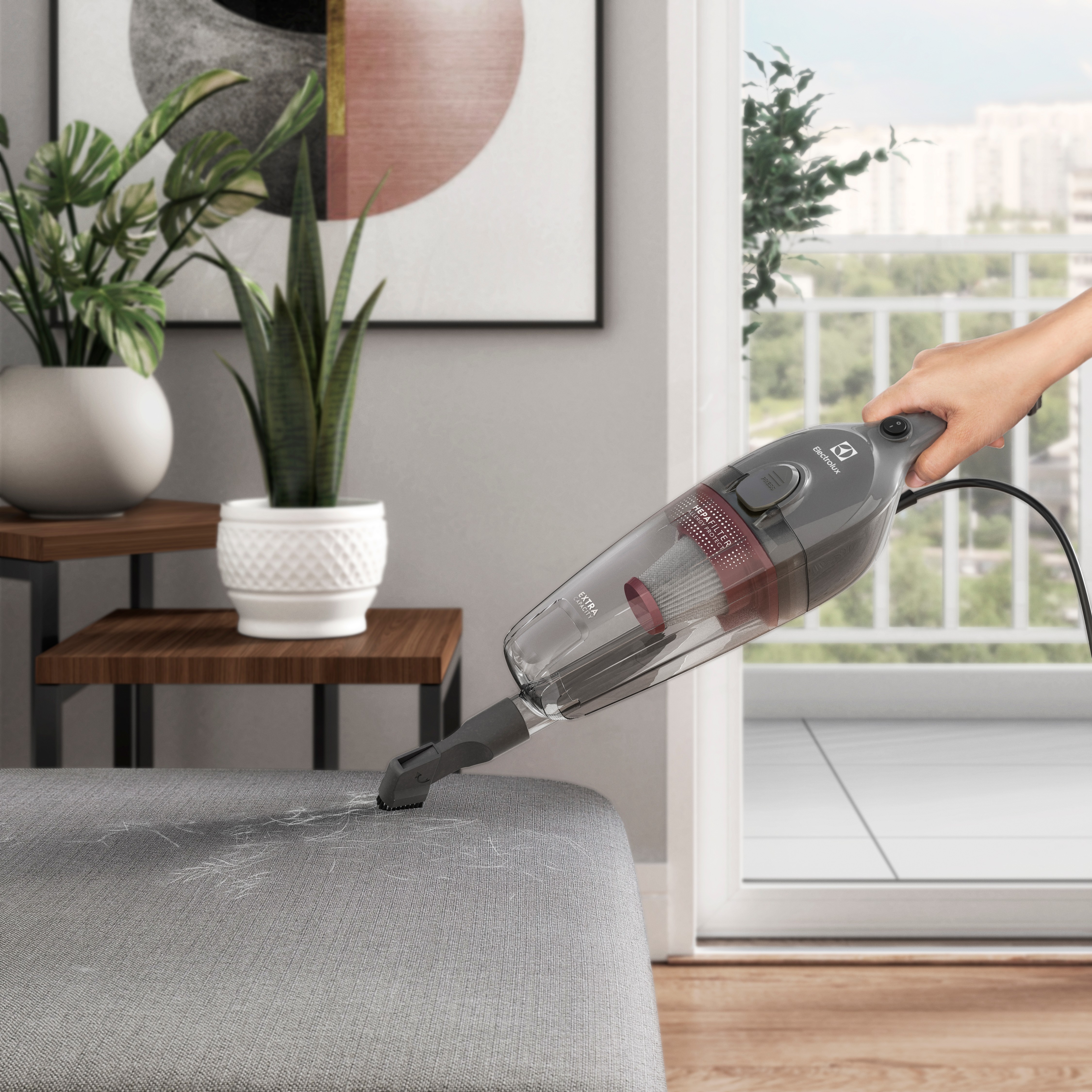 Aspirador de Pó Vertical com Fio Electrolux 1450W 2 em 1 Ultra Filtro HEPA Cinza (STK15)