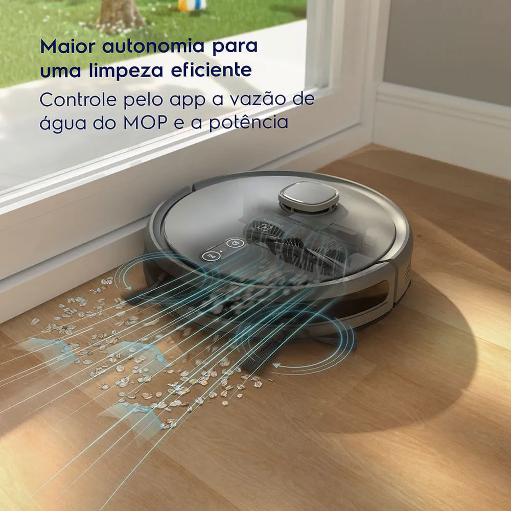 Robô Aspirador Electrolux 4 em 1 Wi-Fi Experience até 1h40 Mapeamento Cinza (ERB61)