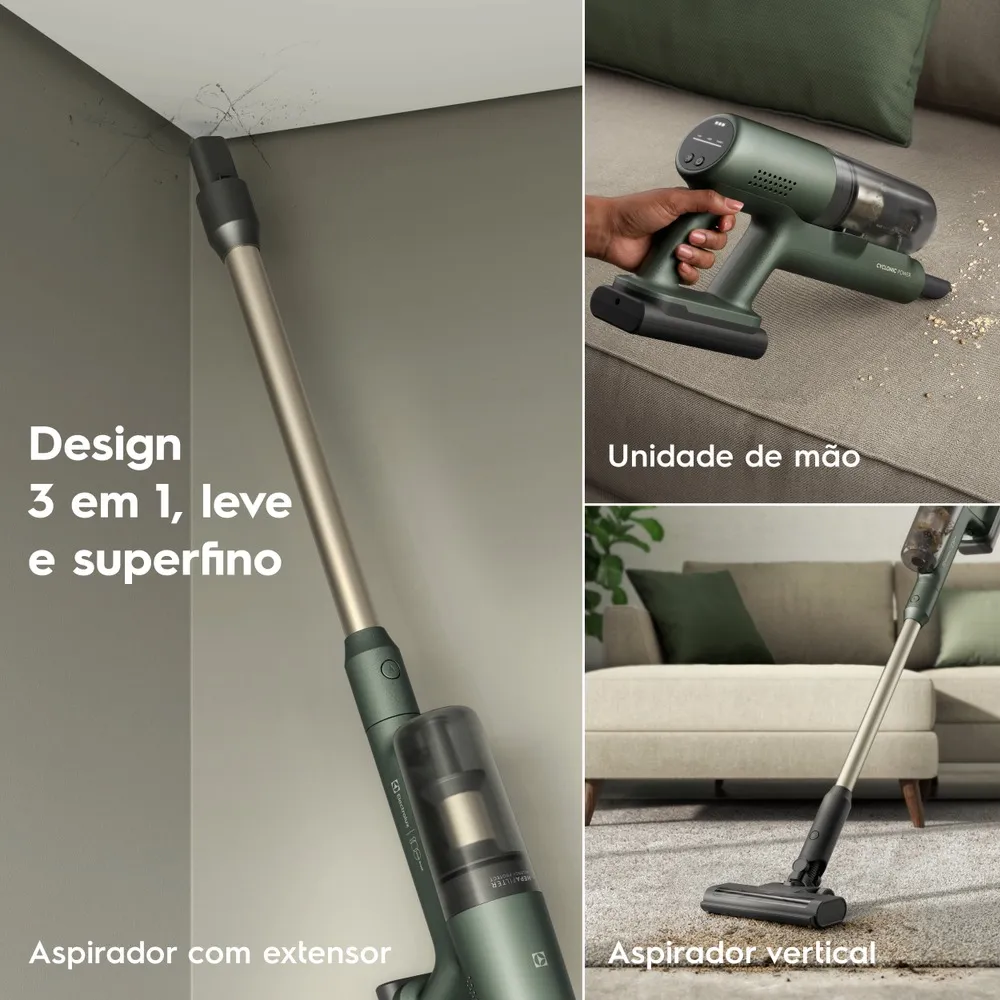 Aspirador de Pó Vertical Sem Fio Electrolux Ergorapido Verde Linha 100 anos Celebre Bem-Estar (PTEC200)
