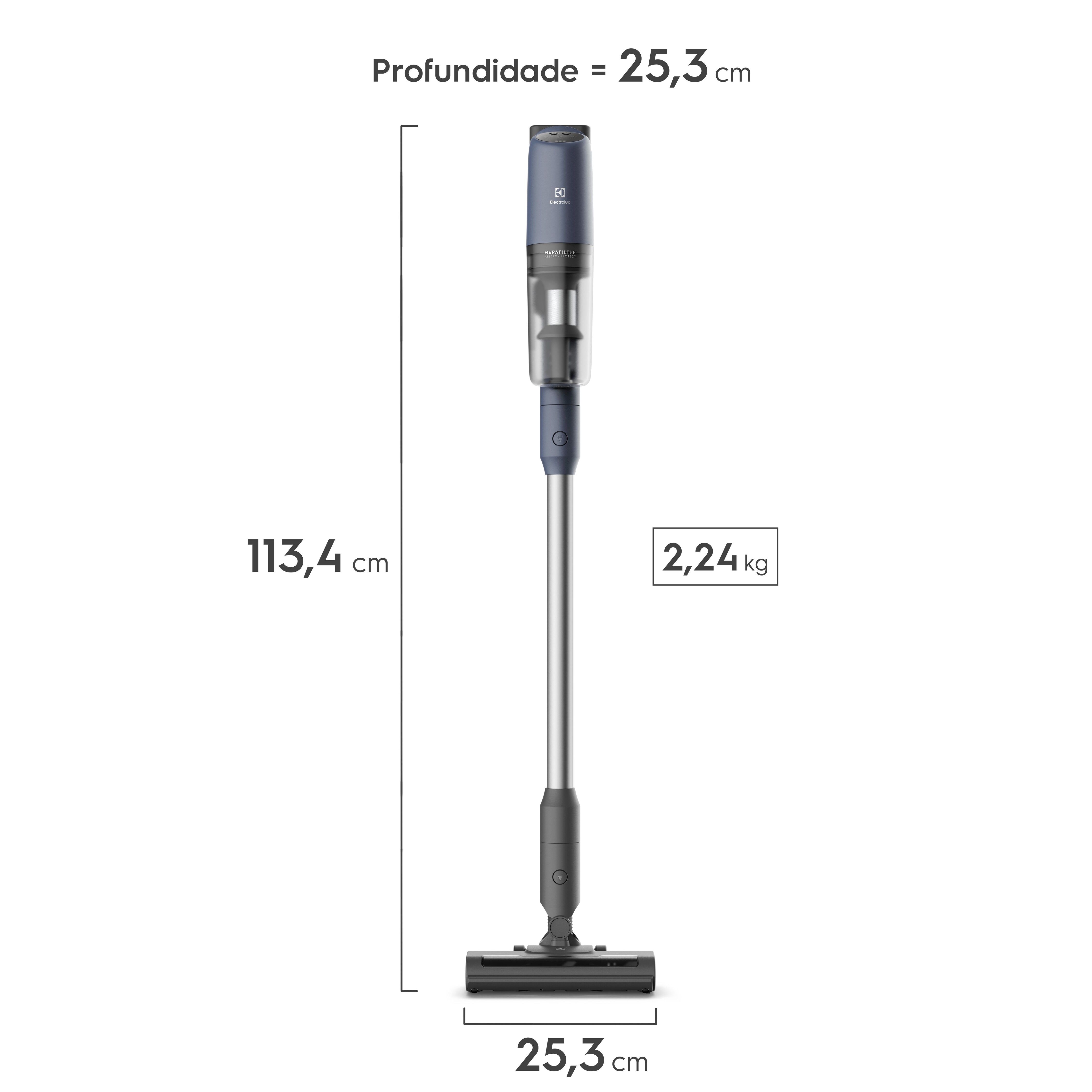 Aspirador de Pó Vertical Sem Fio Electrolux Ergorapido 3 em 1 Cyclonic Power 30 min Azul (PTEC101)