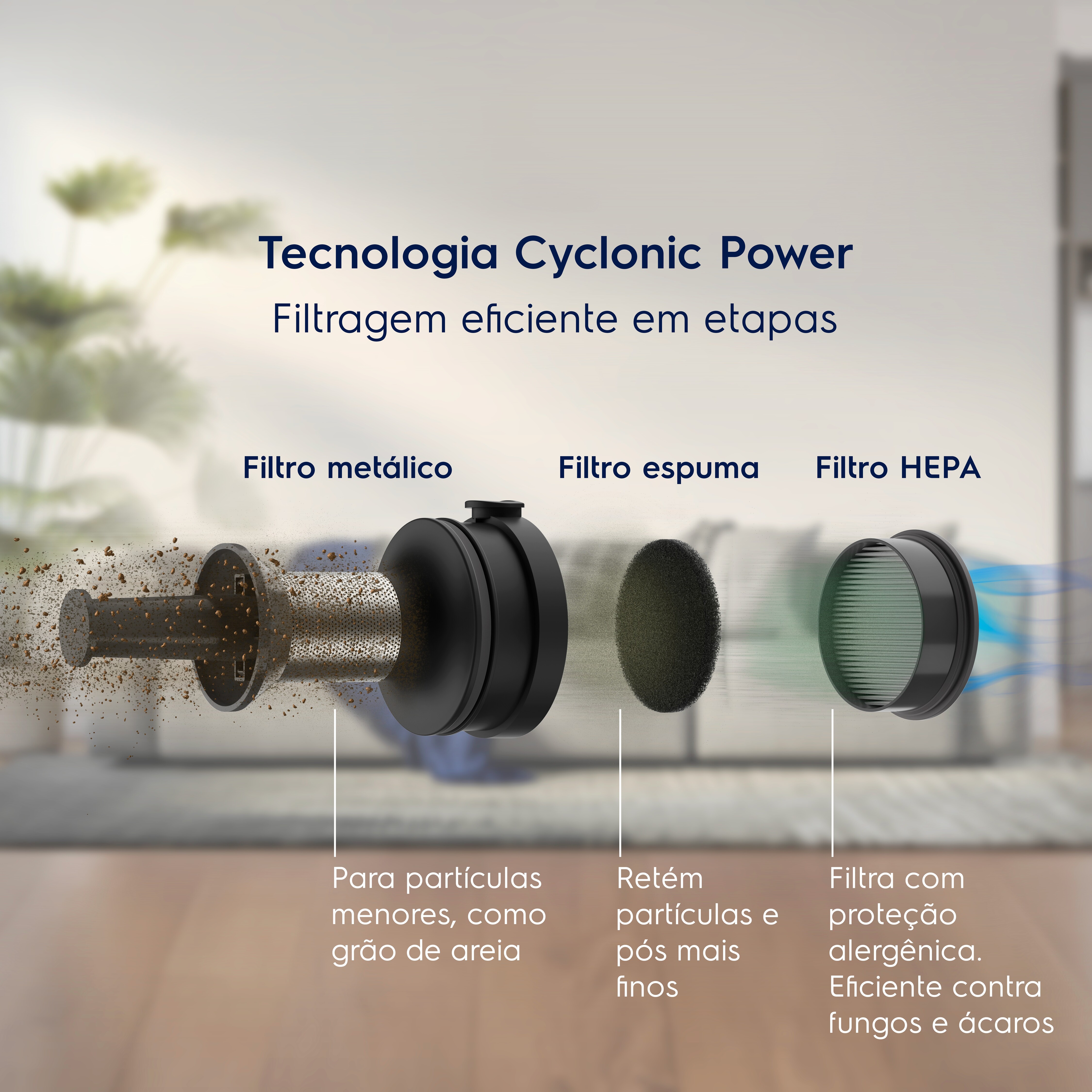 Aspirador de Pó Vertical Sem Fio Electrolux Ergorapido 3 em 1 Cyclonic Power 30 min Azul (PTEC101)