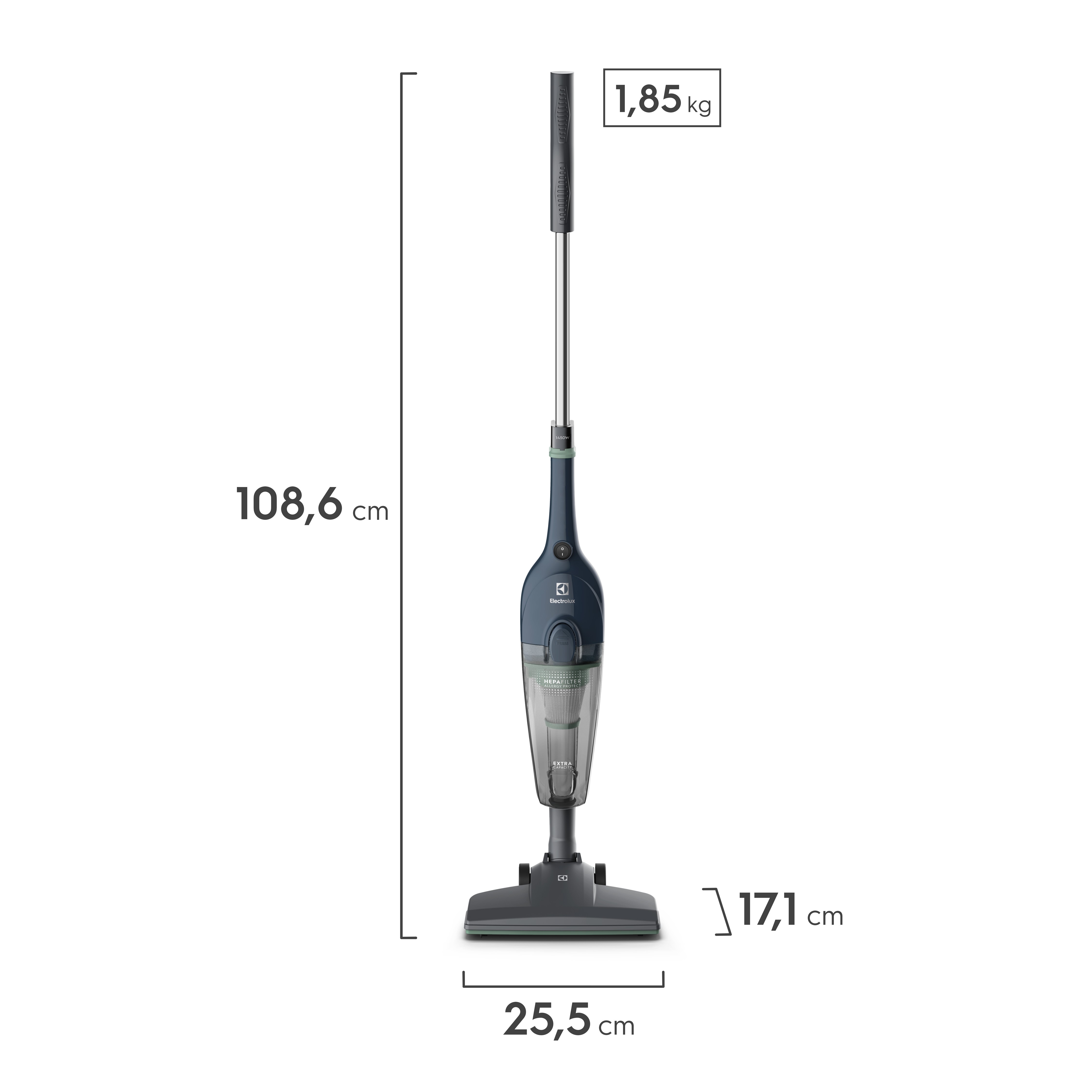 Aspirador Vertical com Fio Electrolux 1450W 2 em 1 Plus Filtro Hepa Azul (STK14)
