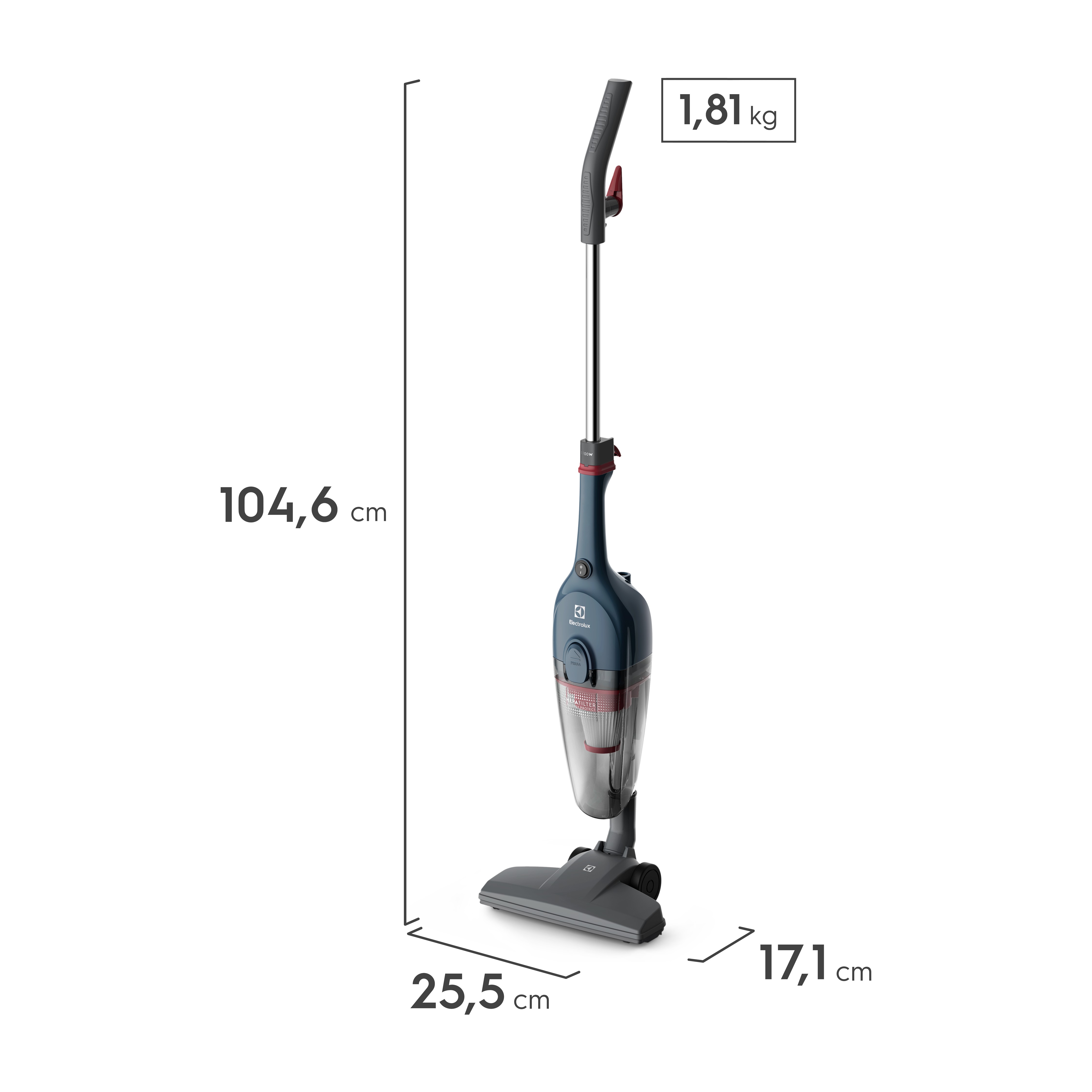 Aspirador de Pó Vertical com Fio Electrolux 1100W 2 em 1 Filtro HEPA Azul (STK13A)