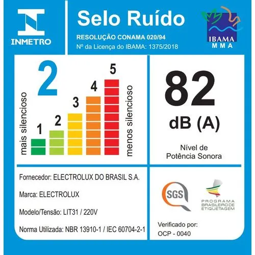 Aspirador de Pó sem Saco Electrolux 1400W Lite com Filtro HEPA Silencioso Branco (LIT31)