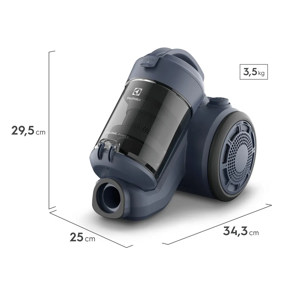 Aspirador de Pó sem Saco Electrolux 1300W Efficient CyclonicPower e Filtro HEPA Azul (ABS05)