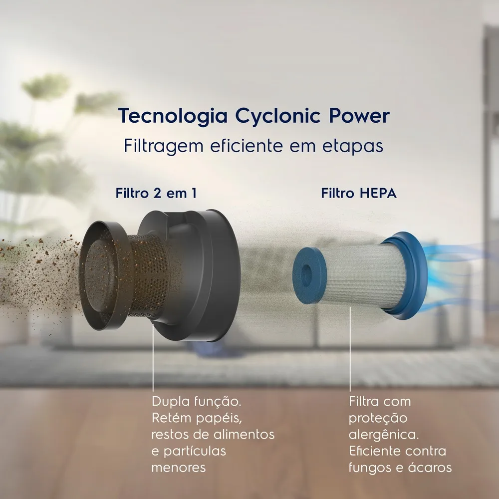 Aspirador de Pó sem Saco Electrolux 1300W Efficient CyclonicPower e Filtro HEPA Azul (ABS05)