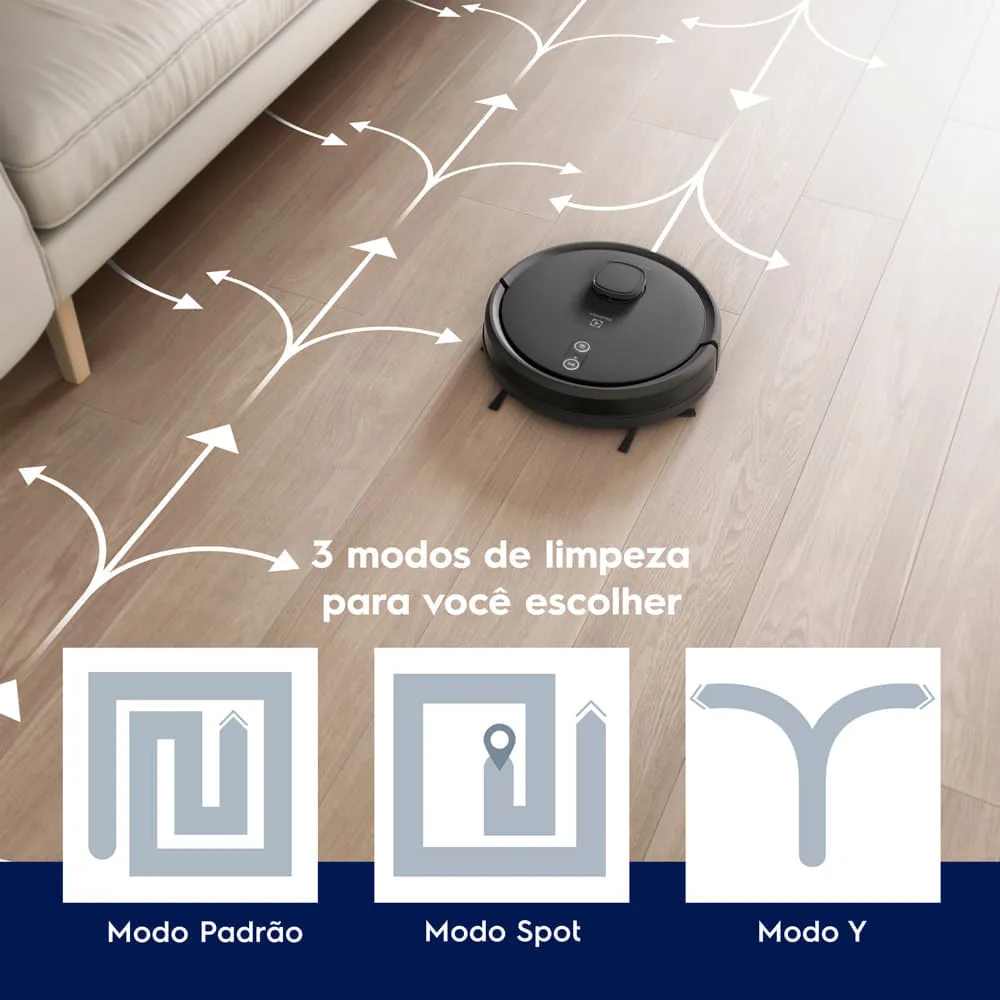 Robô Aspirador Electrolux 4 em 1 Wi-Fi Experience até 1h40 Mapeamento Preto (ERB60)