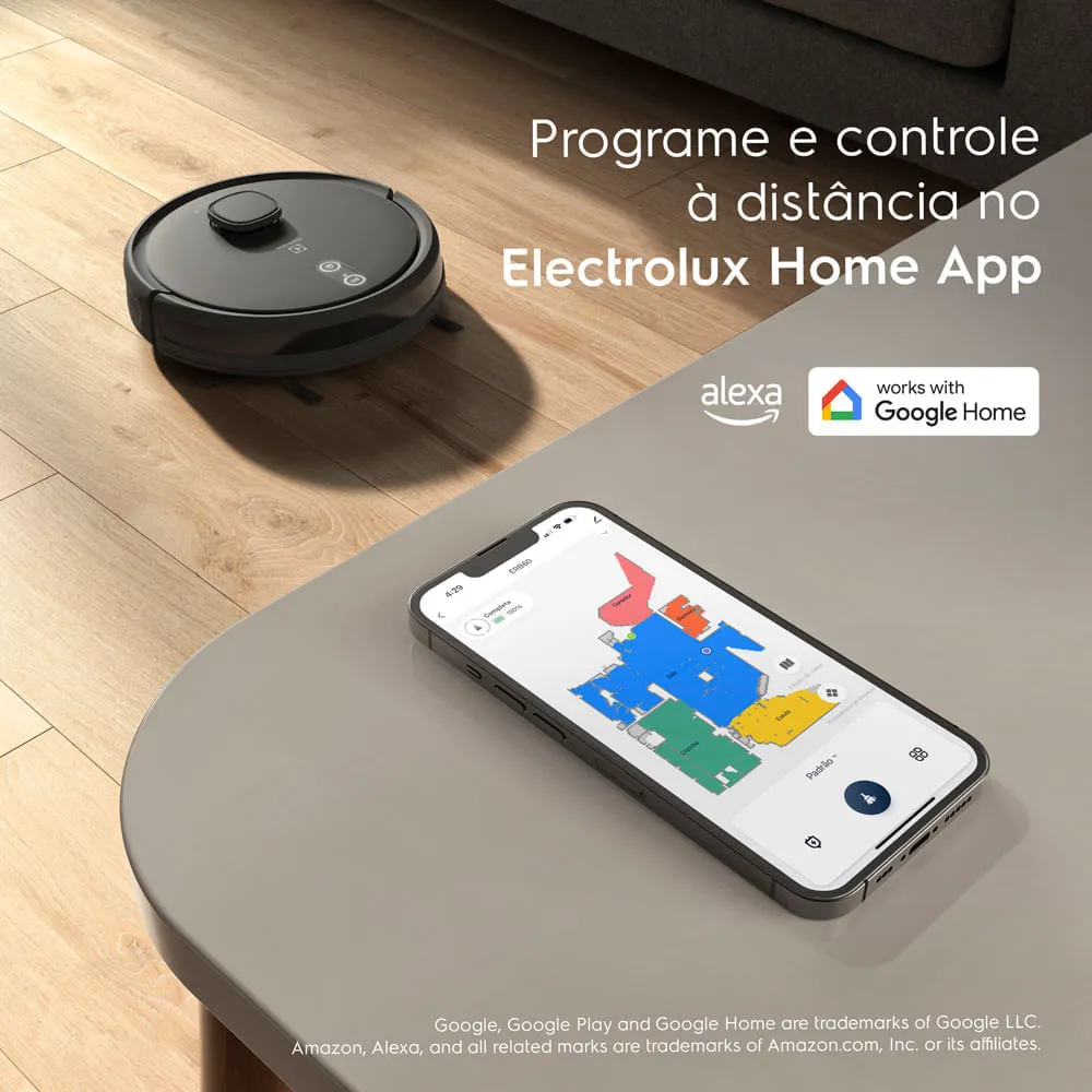Robô Aspirador Electrolux 4 em 1 Wi-Fi Experience até 1h40 Mapeamento Preto (ERB60)