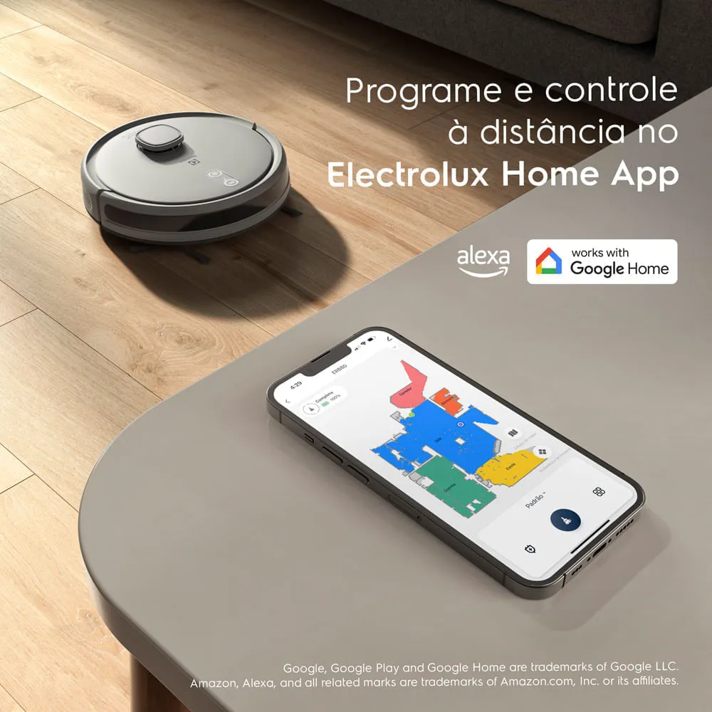 Robô Aspirador Electrolux 4 em 1 Wi-Fi Experience até 1h40 Mapeamento e Base Autolimpante (ERB80)