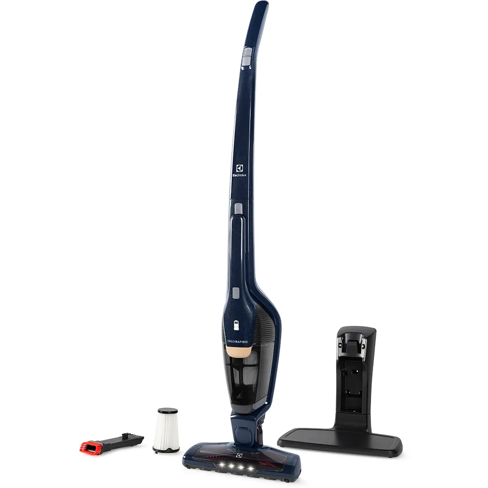 Aspirador de Pó Vertical Sem Fio Electrolux Ergorapido 2 em 1 Luz LED até 35 min Azul (ERG28)