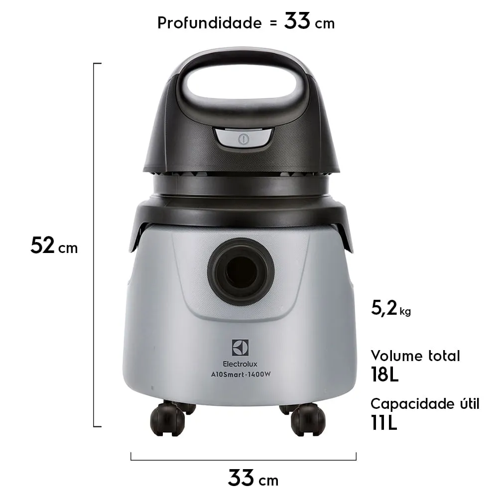 Aspirador Pó e Água Electrolux 1400w 18L Smart com Função Sopro Cinza (A10N1)