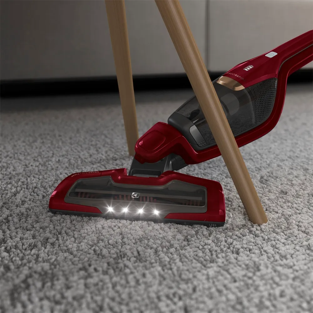 Aspirador de Pó Vertical Sem Fio Electrolux Ergorapido 2 em 1 Luz LED até 30 min Vermelho (ERG23N)