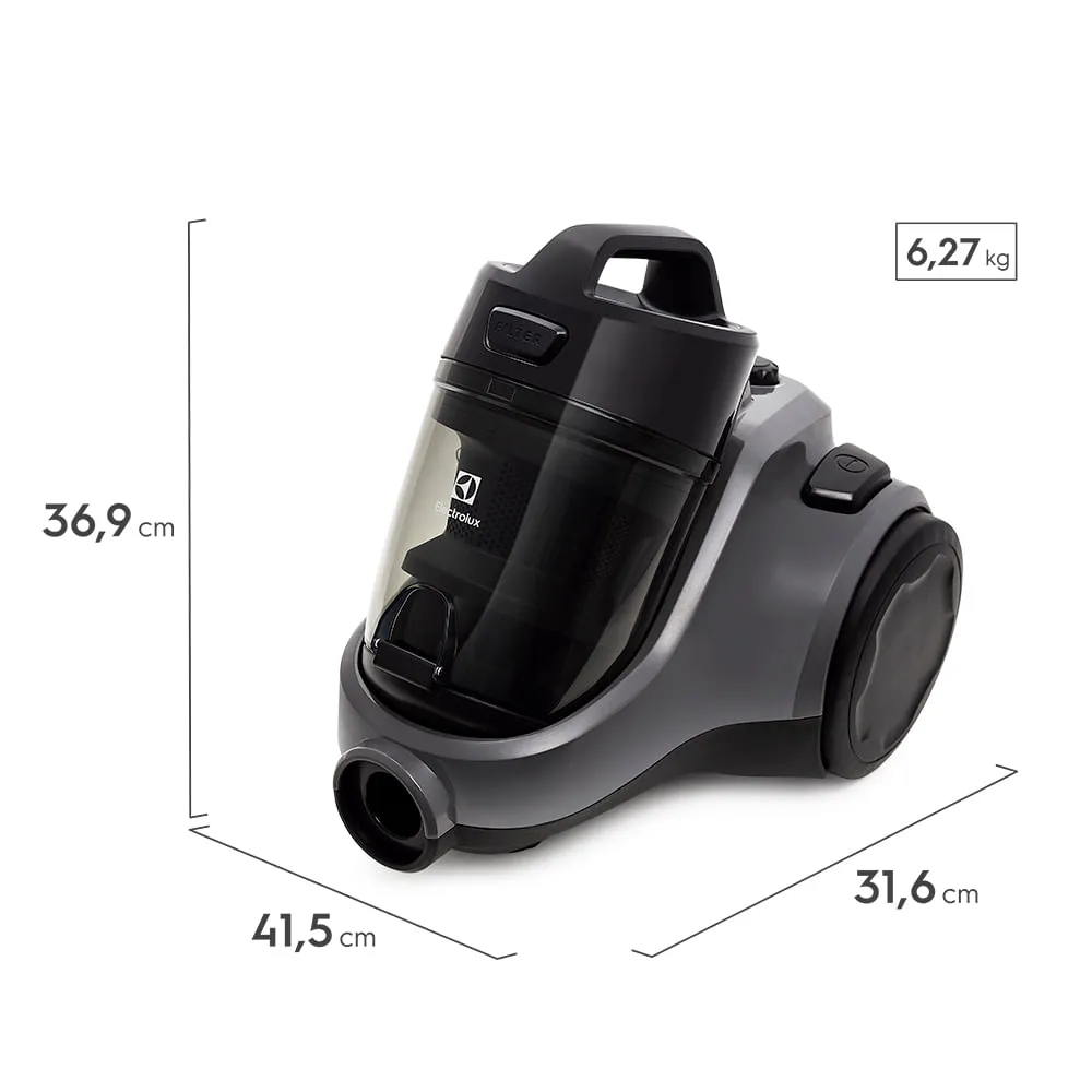 Aspirador de Pó sem Saco Electrolux 1600W Easybox Silencioso com Filtro HEPA Preto (EAS30)