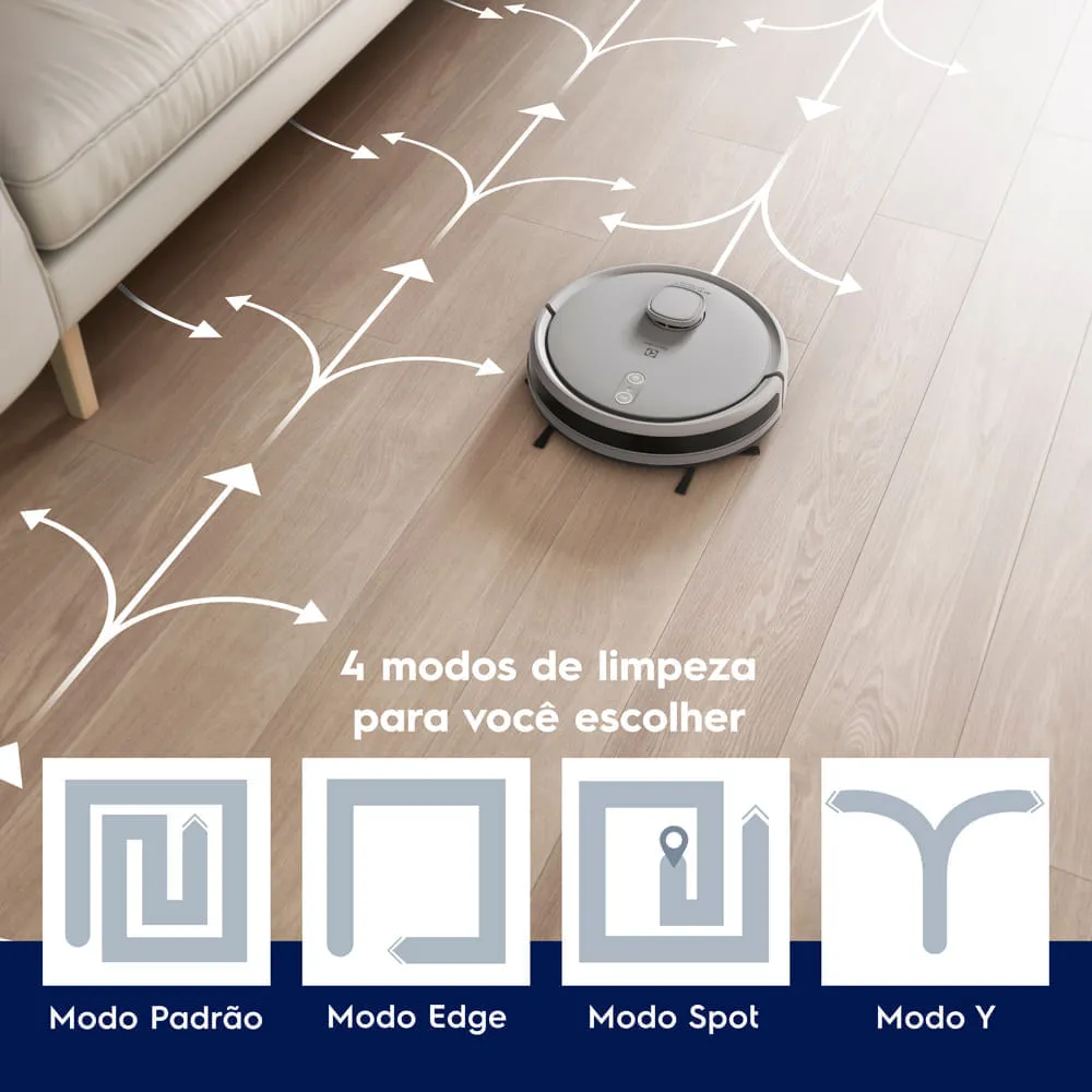 Robô Aspirador Electrolux 4 em 1 Wi-Fi Experience até 1h40 Mapeamento Branco (ERB62)