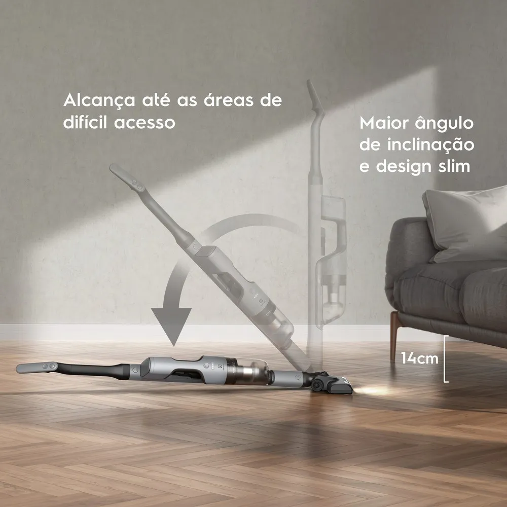 Aspirador de Pó Vertical Sem Fio Electrolux Ergorápido 2 em 1 Cyclonic Power até 30 min Cinza (ERG018)