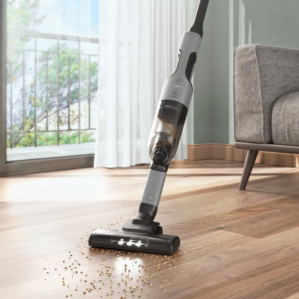 Aspirador de Pó Vertical Sem Fio Electrolux Ergorápido 2 em 1 Cyclonic Power até 30 min Cinza (ERG018)