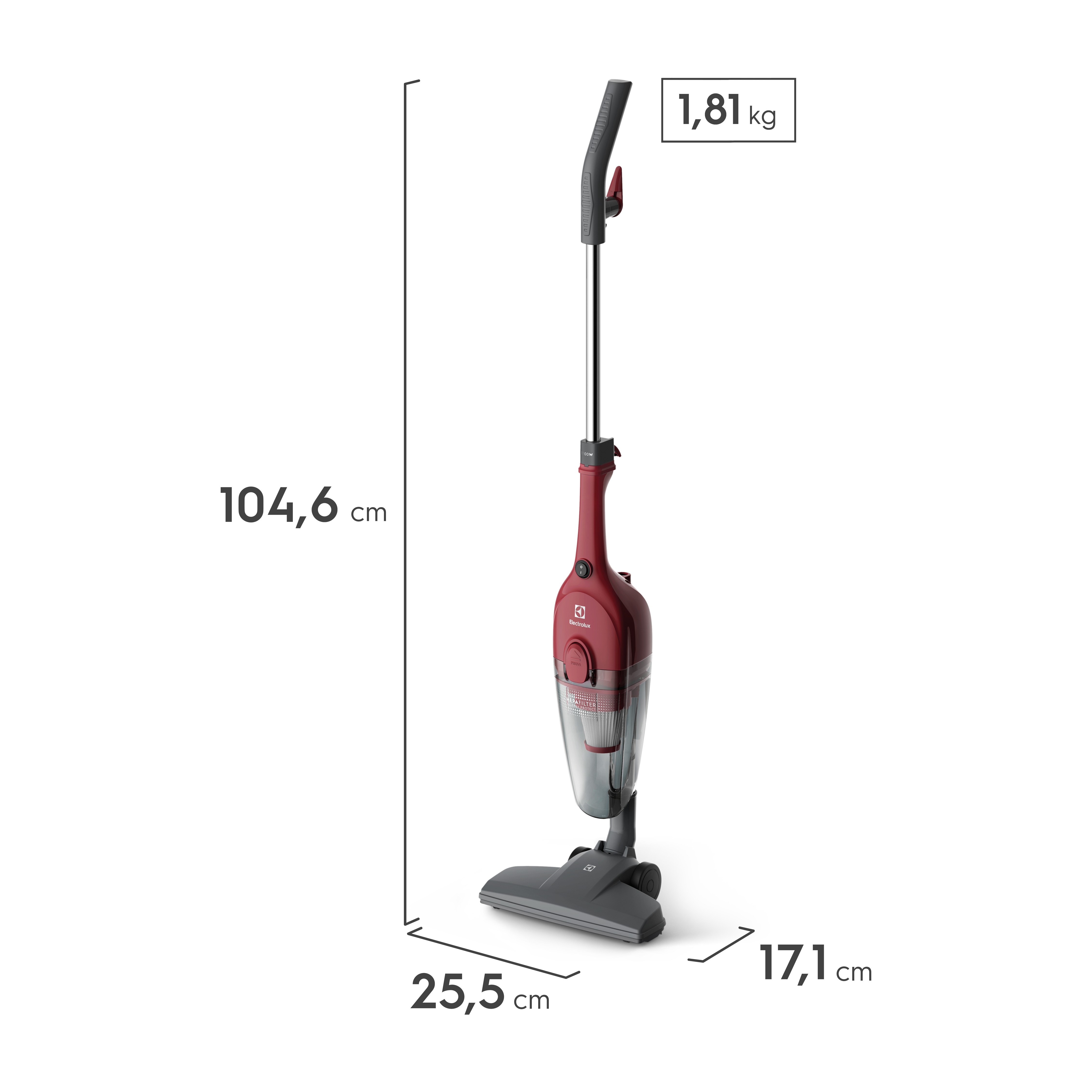 Aspirador de Pó Vertical com Fio Electrolux 1100W 2 em 1 Filtro HEPA Vermelho (STK13)