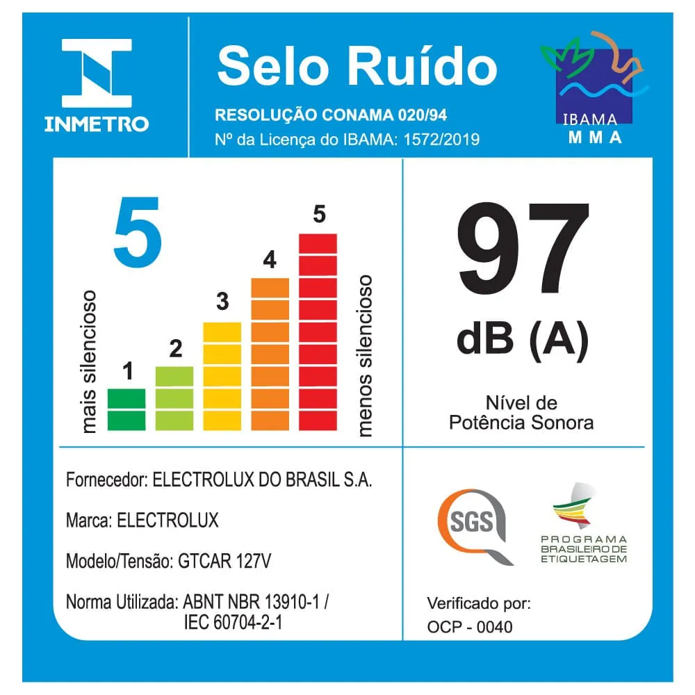 Aspirador de Pó e Água para Carros Electrolux 1300W 20L com Alcance Total de 10,5m (GTCAR)